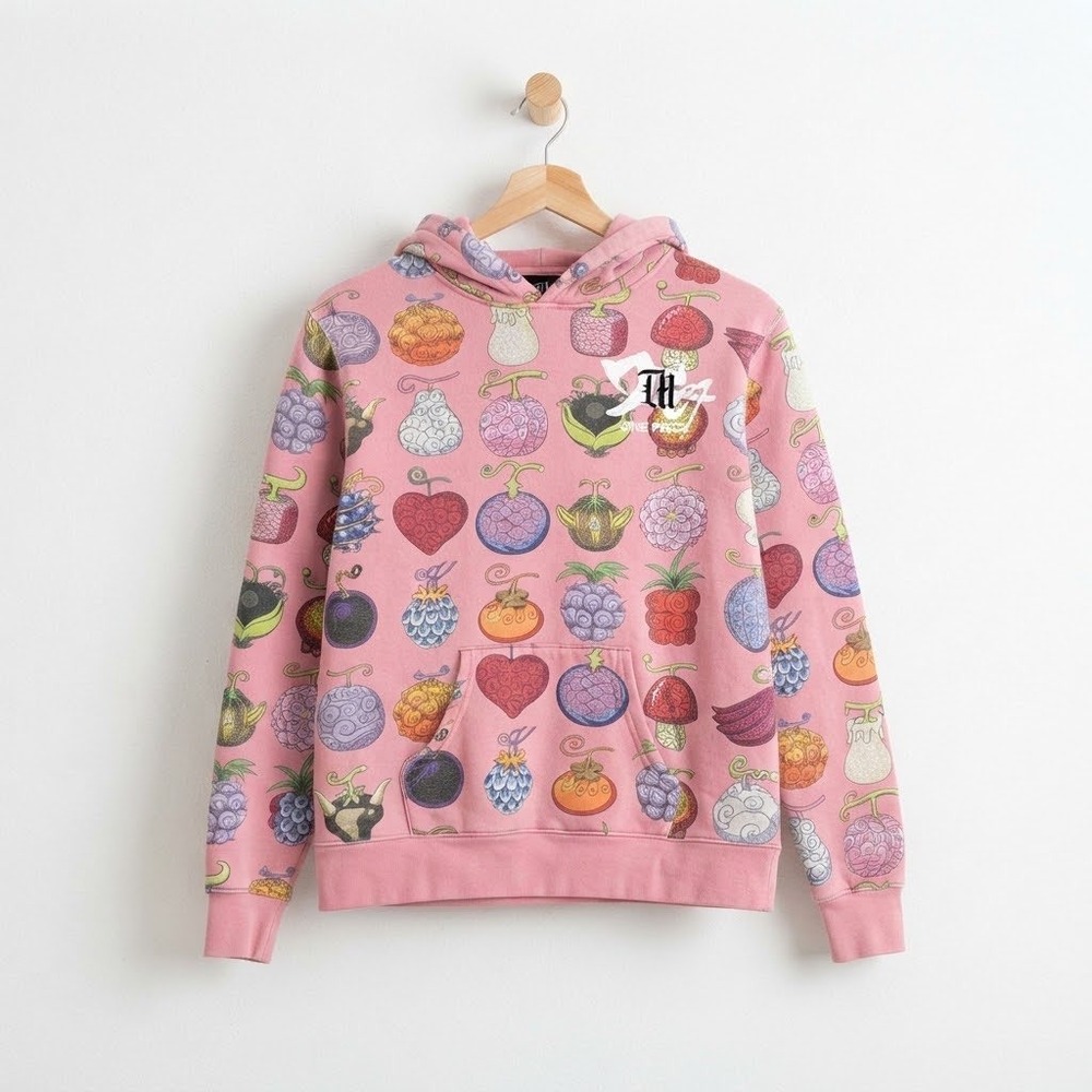Dim Mak x One Piece Devil Fruit Pink Hoodie Streetwear Anime Large Steve Aoki